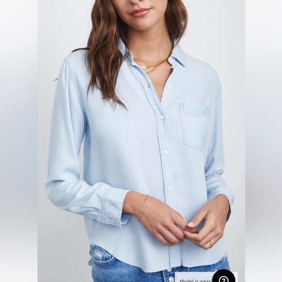 NEW Rails Ingrid Raw Hem Shirt Button Down Light Vintage Blue Size Large NWT - Picture 1 of 8